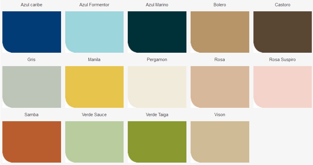 Gama de colores para asientos Roca