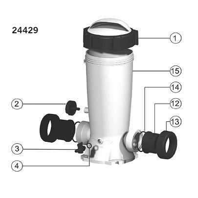 Despiece del Dosificador para compactos de cloro y bromo de AstralPool