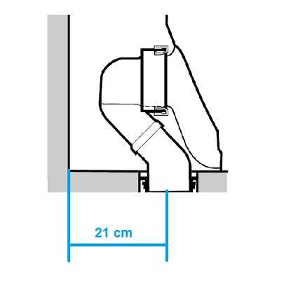 Distancia del centro del desagüe a la pared 21 centímetros